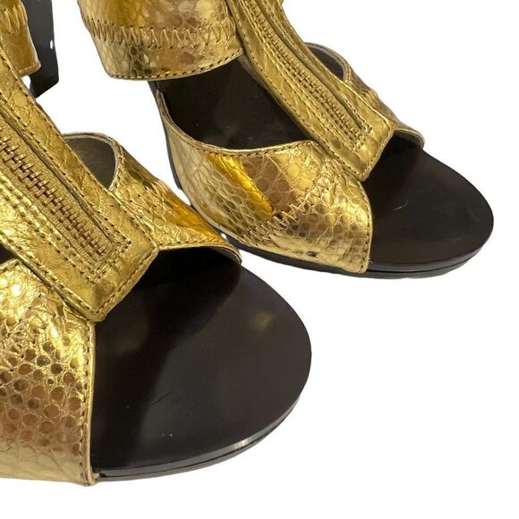 MICHAEL Michael KORS Size 9.5M Berkeley T-Strap Gold Python Snake Leather Design - Picture 4 of 10